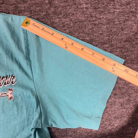 Under Armour Mens XL Turquoise Blue Graphic Basketball Palm Tree T-Shirt Loose - Picture 6 of 8